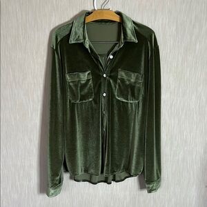 Velour Button Down Shirt
